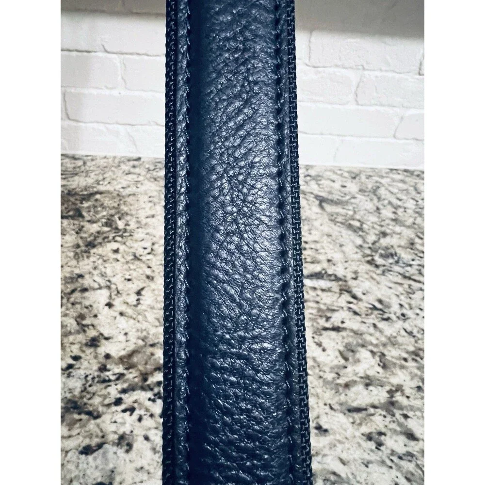 Hugo Boss BOSS Navy Italian Leather Belt 34/85 NWOT Silver Buckle 2681Q21-410
